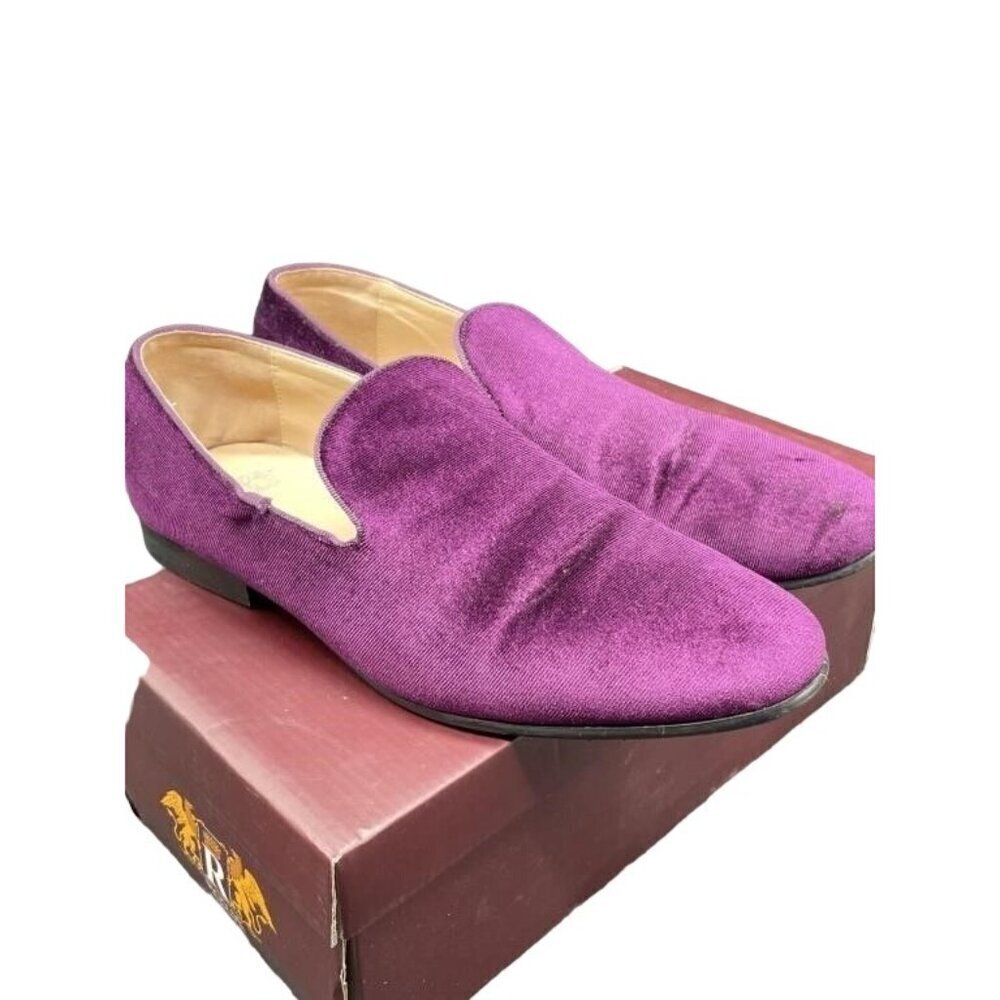 Royal Swank Purple Crushed Velvet Slip On Loafers driving shoes moccasins shoe 9 - Picture 3 of 9
